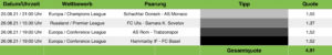Tippvorschau Sportwetten Tipps 25.08.21 (2)